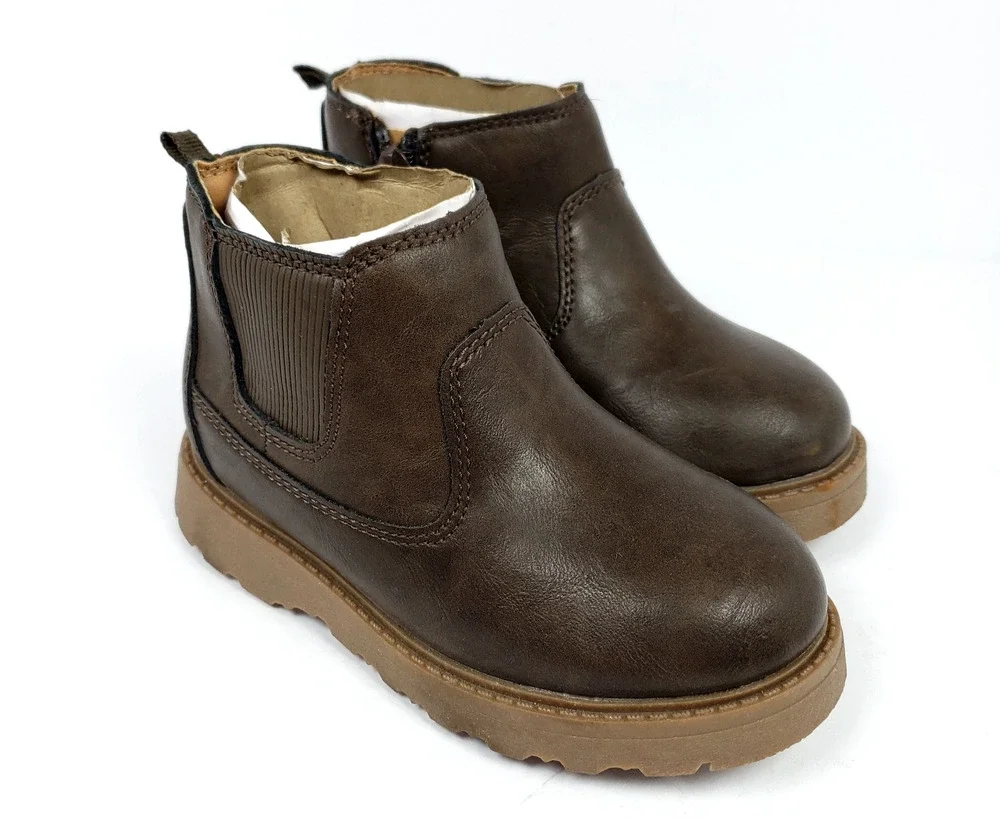 OshKosh B'Gosh Sebastian Toddler Girls Size 10 Taupe Side Zip Bootie Shoes